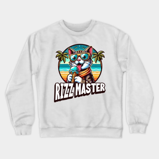 Rizz Master Streetwise Slang - Funny Cool Kids  Tee - Cat Eating Ice Cream Statement Novelty Graphic Tee T-Shirt Crewneck Sweatshirt by sarcasmandadulting